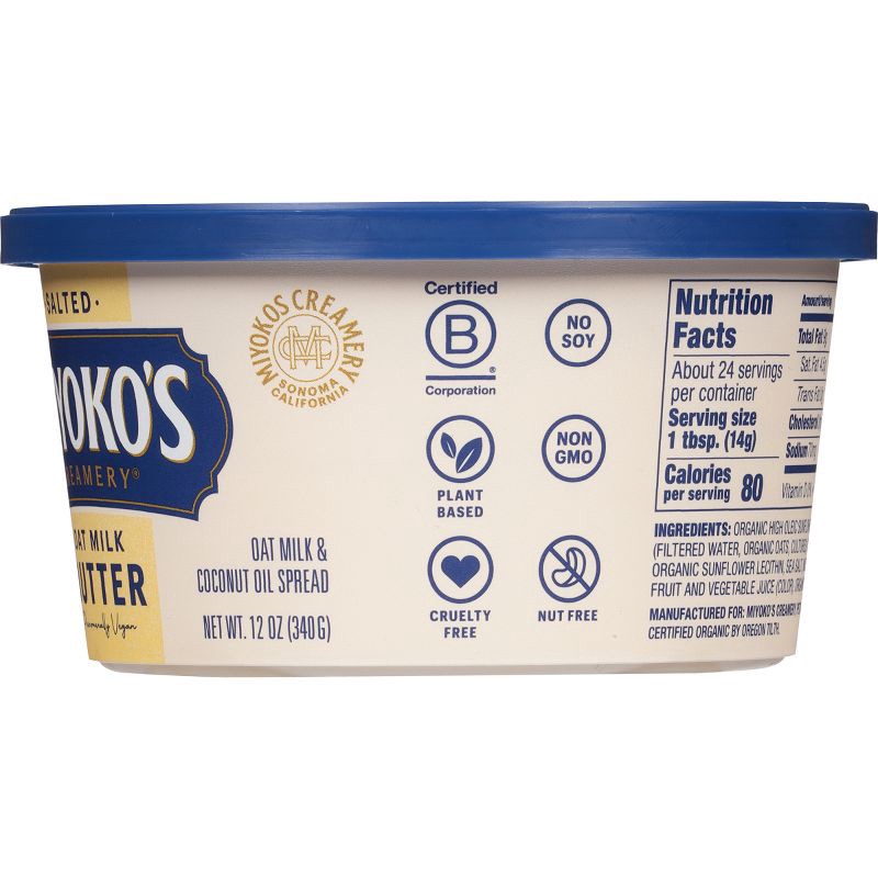 slide 7 of 11, Miyoko's Creamery Miyoko's Organic Salted Oat Milk Cultured Vegan Plant Based Butter - 12oz, 12 oz