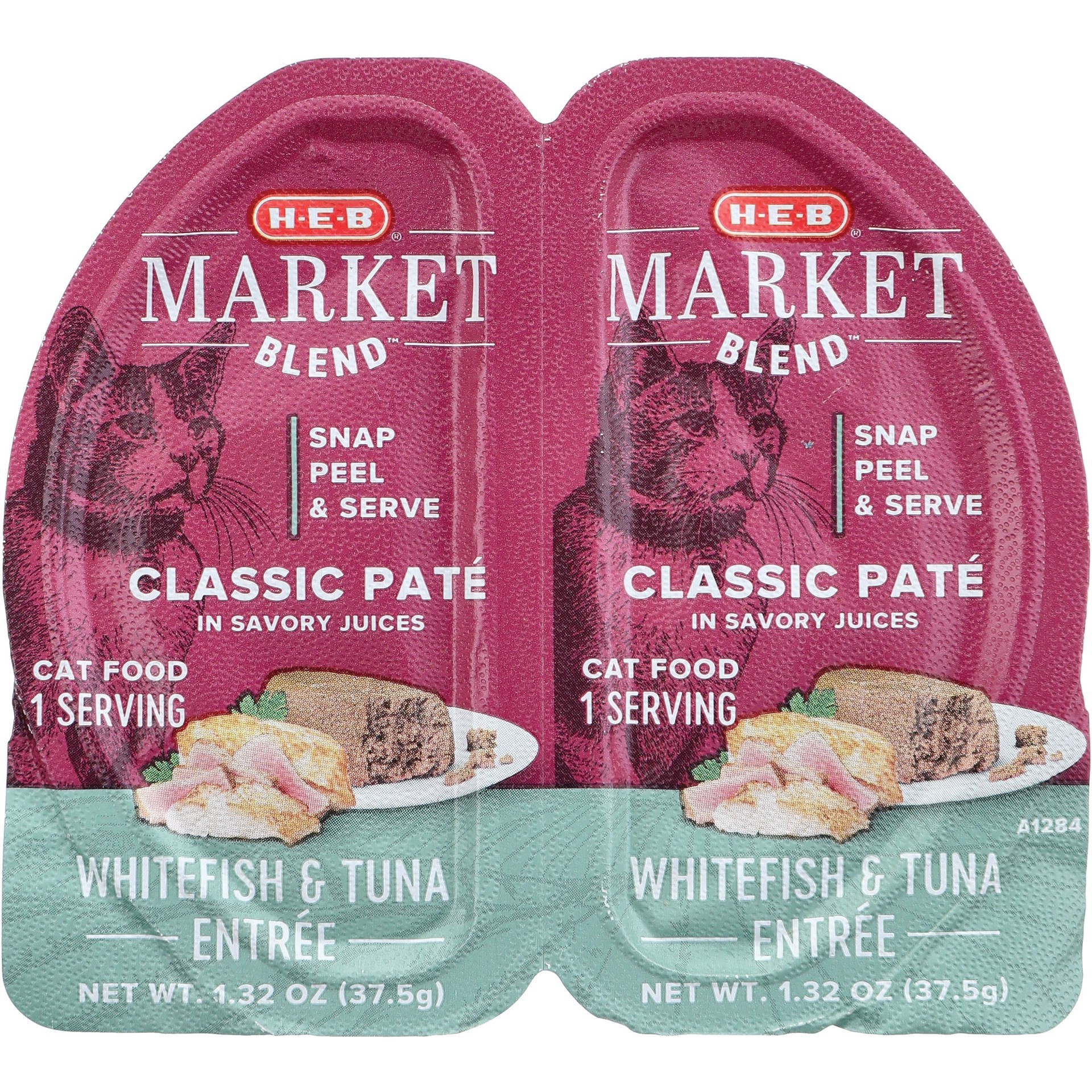 slide 1 of 1, H-E-B Market Blend Split Cups Pate Wet Cat Food - Whitefish & Tuna Entree, 2 ct