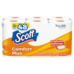 Scott ComfortPlus Toilet Paper, 12 Mega Rolls, 310 Sheets per Roll, Septic-Safe, 1-Ply Toilet Tissue