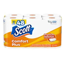 Scott ComfortPlus Toilet Paper, 12 Mega Rolls, 310 Sheets per Roll, Septic-Safe, 1-Ply Toilet Tissue