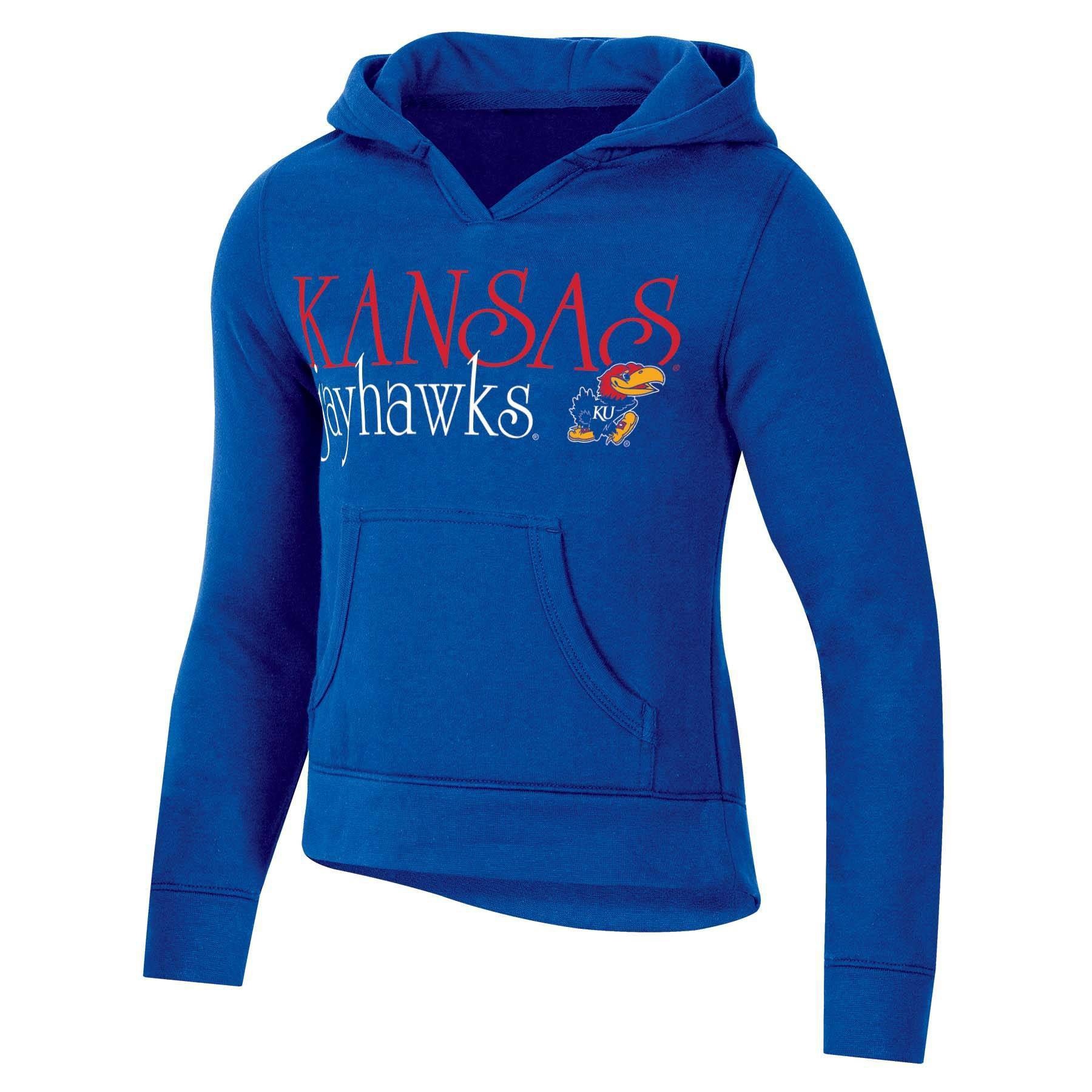 slide 1 of 2, NCAA Kansas Jayhawks Girls' Split Neck Hoodie - XL, 1 ct