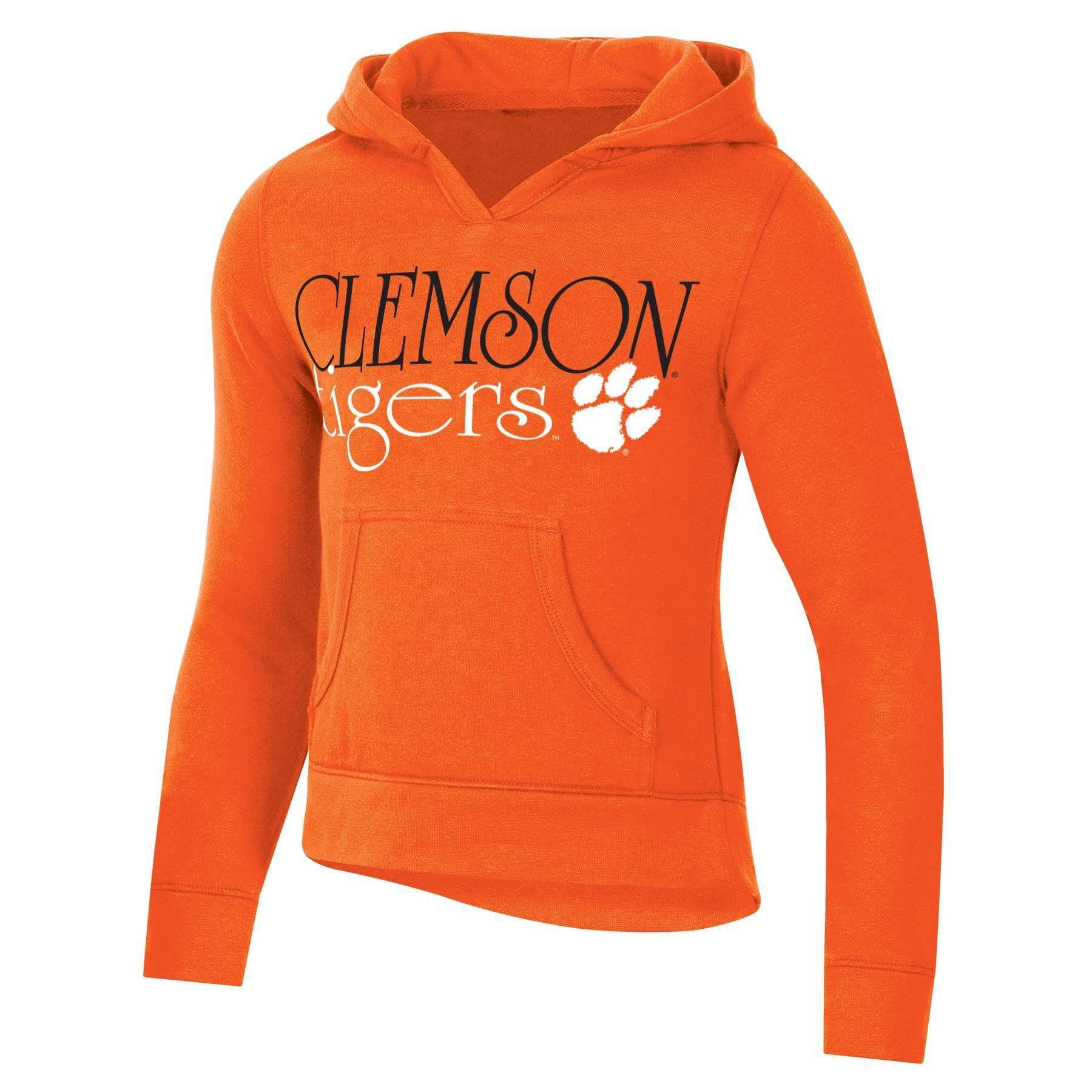 slide 1 of 2, NCAA Clemson Tigers Girls' Split Neck Hoodie - XL, 1 ct