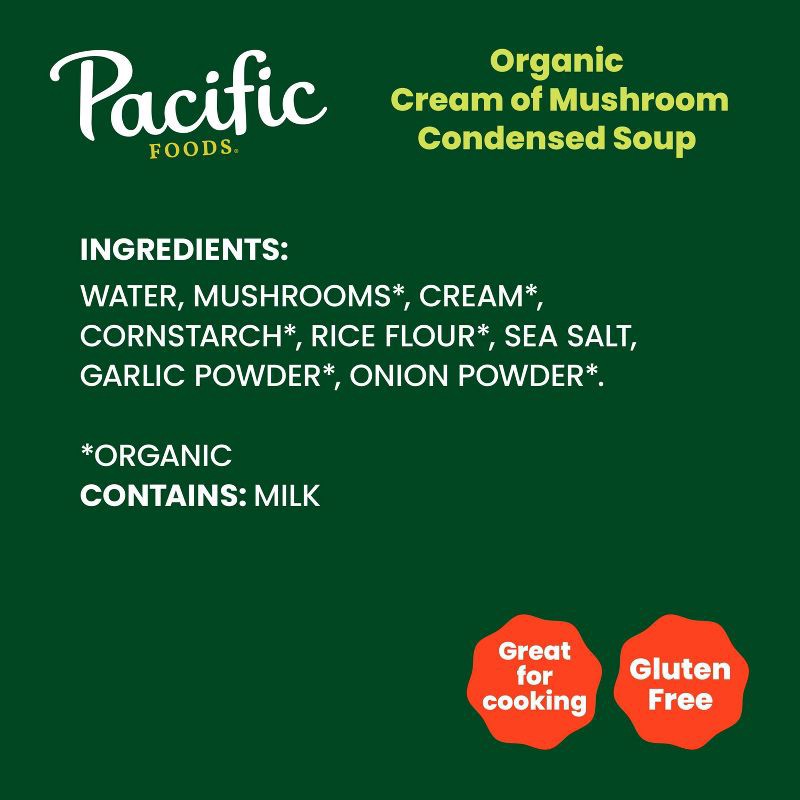 slide 6 of 11, Pacific Foods Organic Gluten Free Condensed Cream of Mushroom Soup - 10.5oz, 10.5 oz