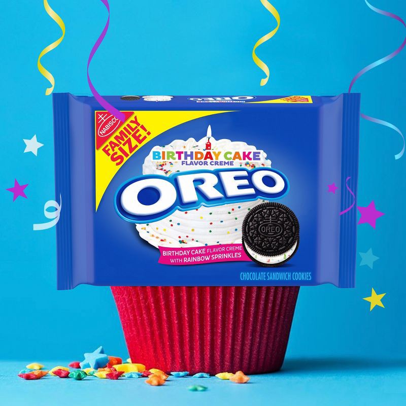 slide 2 of 13, OREO Birthday Cake Flavor Chocolate Sandwich Cookies Family Size - 17oz, 17 oz