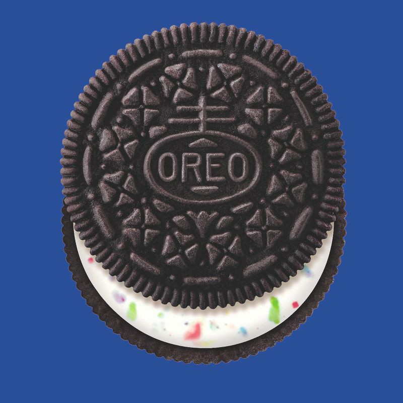 slide 3 of 13, Oreo Birthday Cake Creme Chocolate Sandwich Cookies Family Size - 17oz, 17 oz