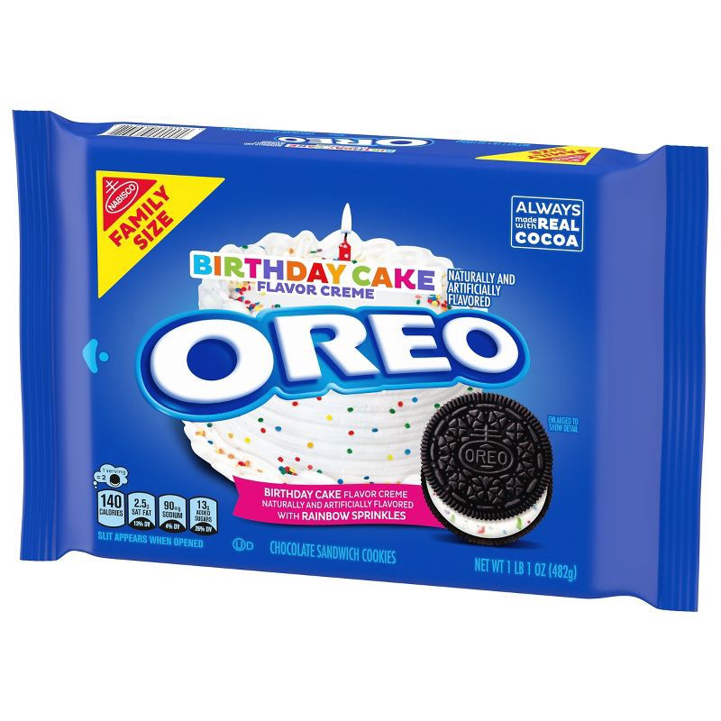 slide 5 of 13, OREO Birthday Cake Flavor Chocolate Sandwich Cookies Family Size - 17oz, 17 oz