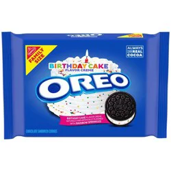 Oreo Birthday Cake Creme Chocolate Sandwich Cookies Family Size - 17oz