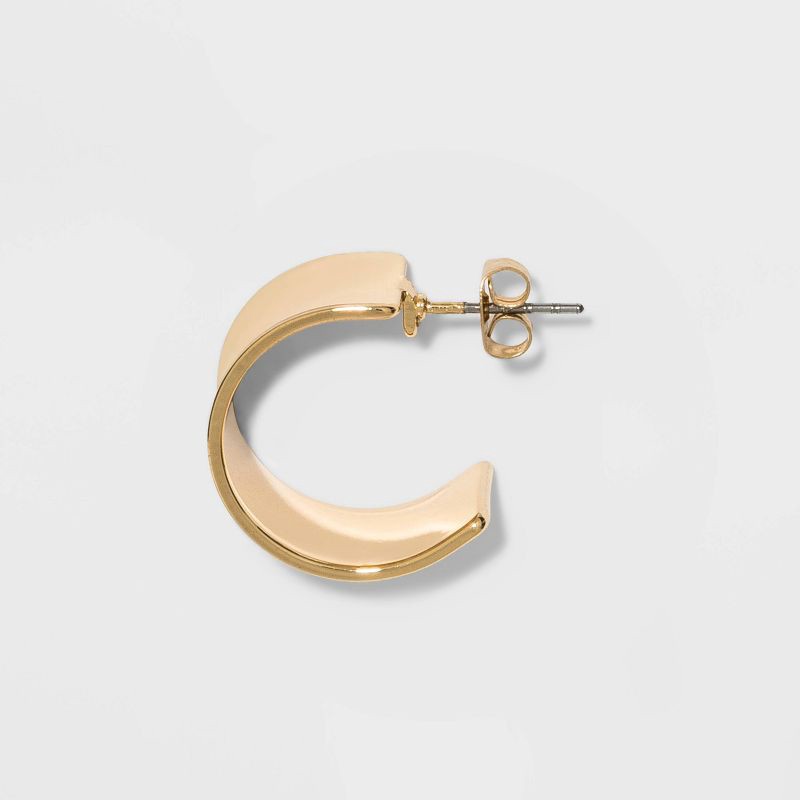 slide 2 of 2, Multi-Width Hoop Earring Set 3pc - A New Day™ Gold: Brass, Nickel-Free Metal, Post Closure, 5.22" Length, 3.35" Width, 3 ct