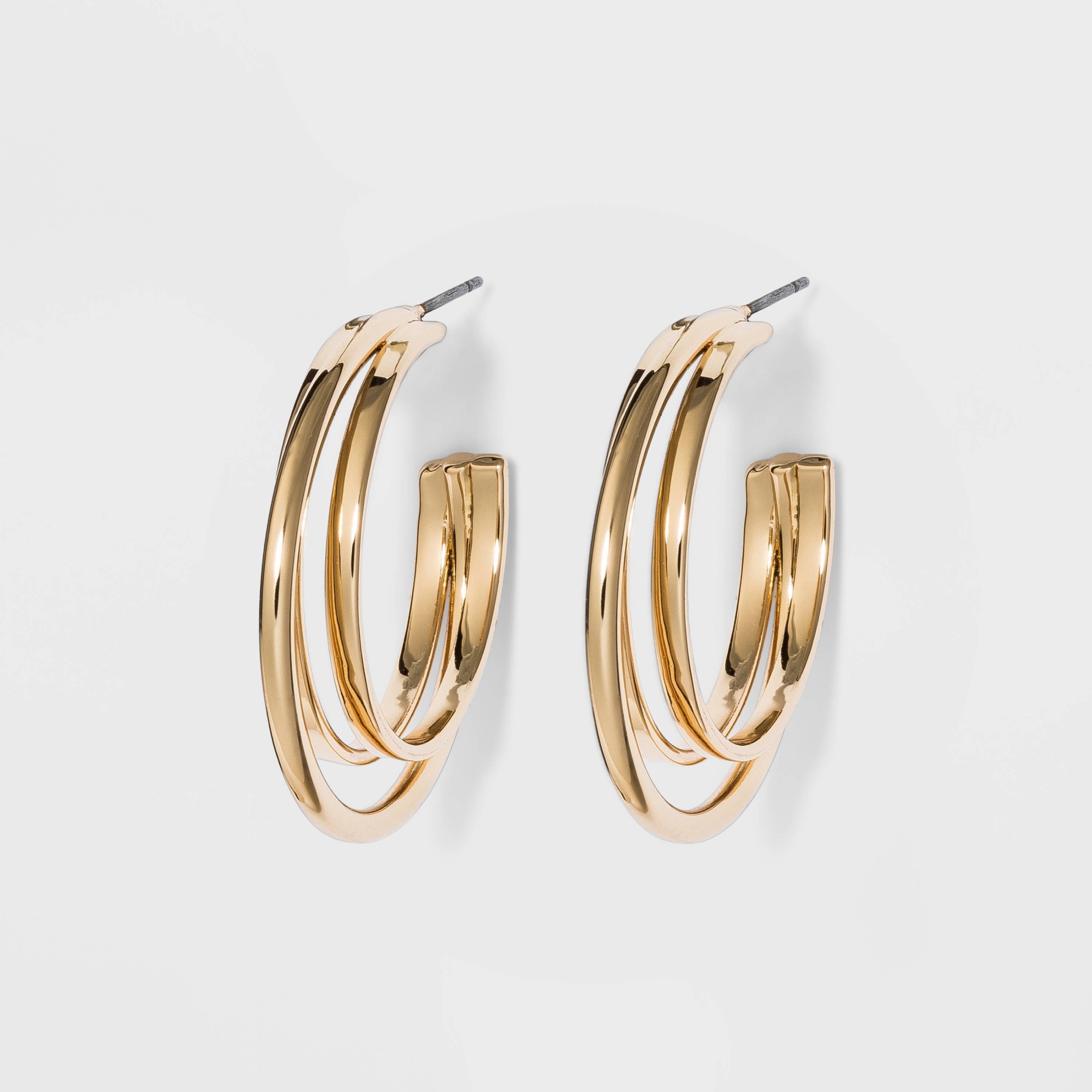 slide 1 of 2, Metal Double Hoop Earrings - A New Day Gold, 1 ct
