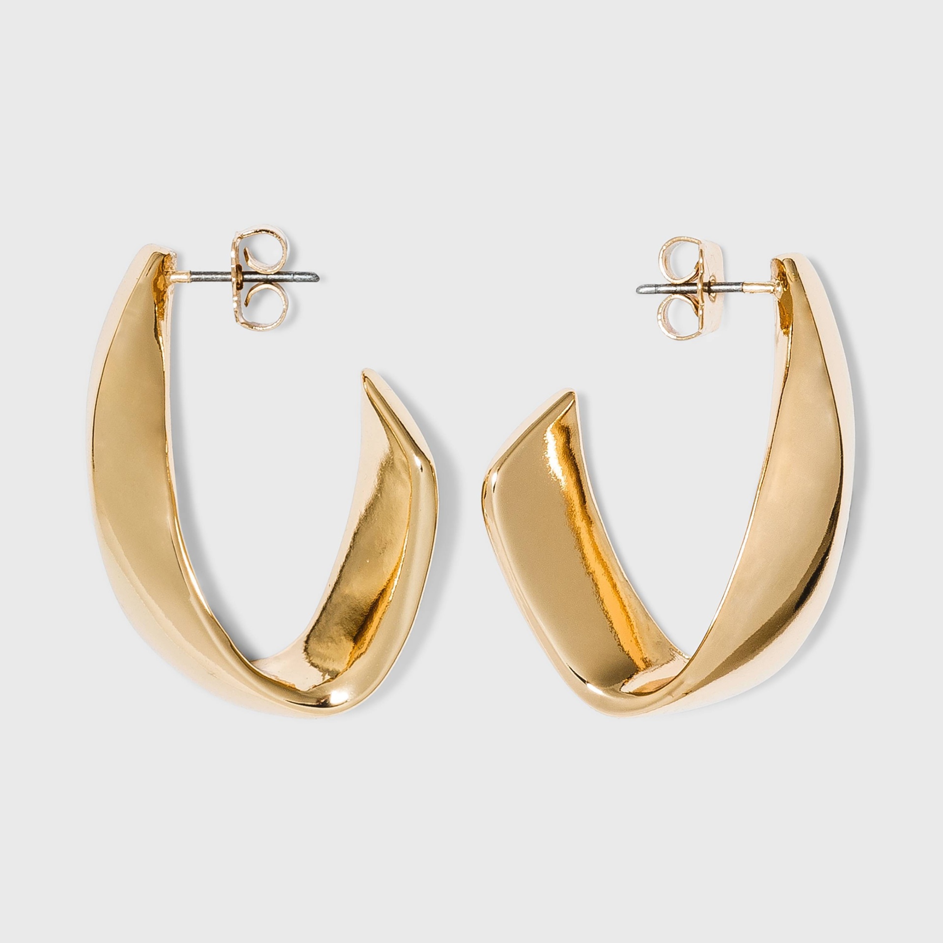slide 1 of 3, Twisted Metal Hoop Earrings - A New Day Gold, 1 ct