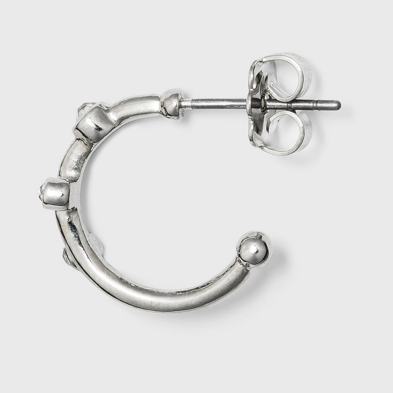 slide 2 of 2, Metal Small Hoop Earring Set 3pc - A New Day™ Silver: Nickel-Free, Post Closure, Lightweight Design, 0.5" Length, 3 ct