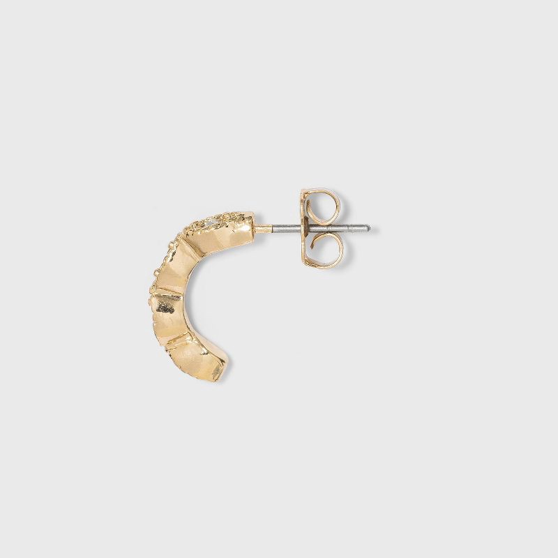 slide 2 of 2, Crystal Glass Pearl Stud and Small Hoop Earring Set 8pc - A New Day™ Gold: Nickel-Free Metal, Post Closure, 8 ct