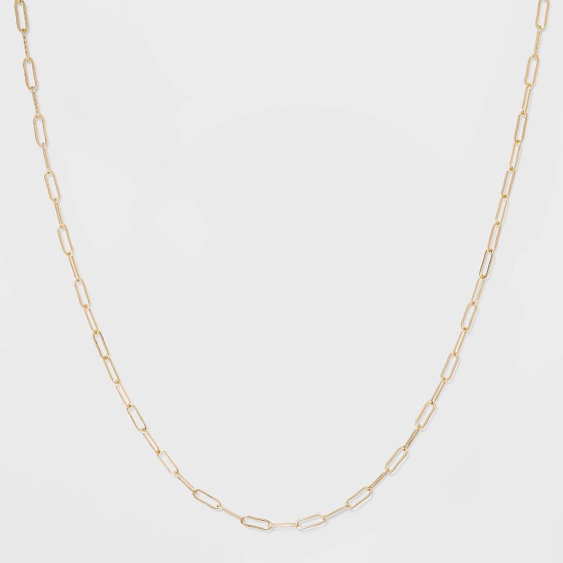 slide 1 of 4, Paper Clip Chain Short Necklace - A New Day™ Gold, 1 ct