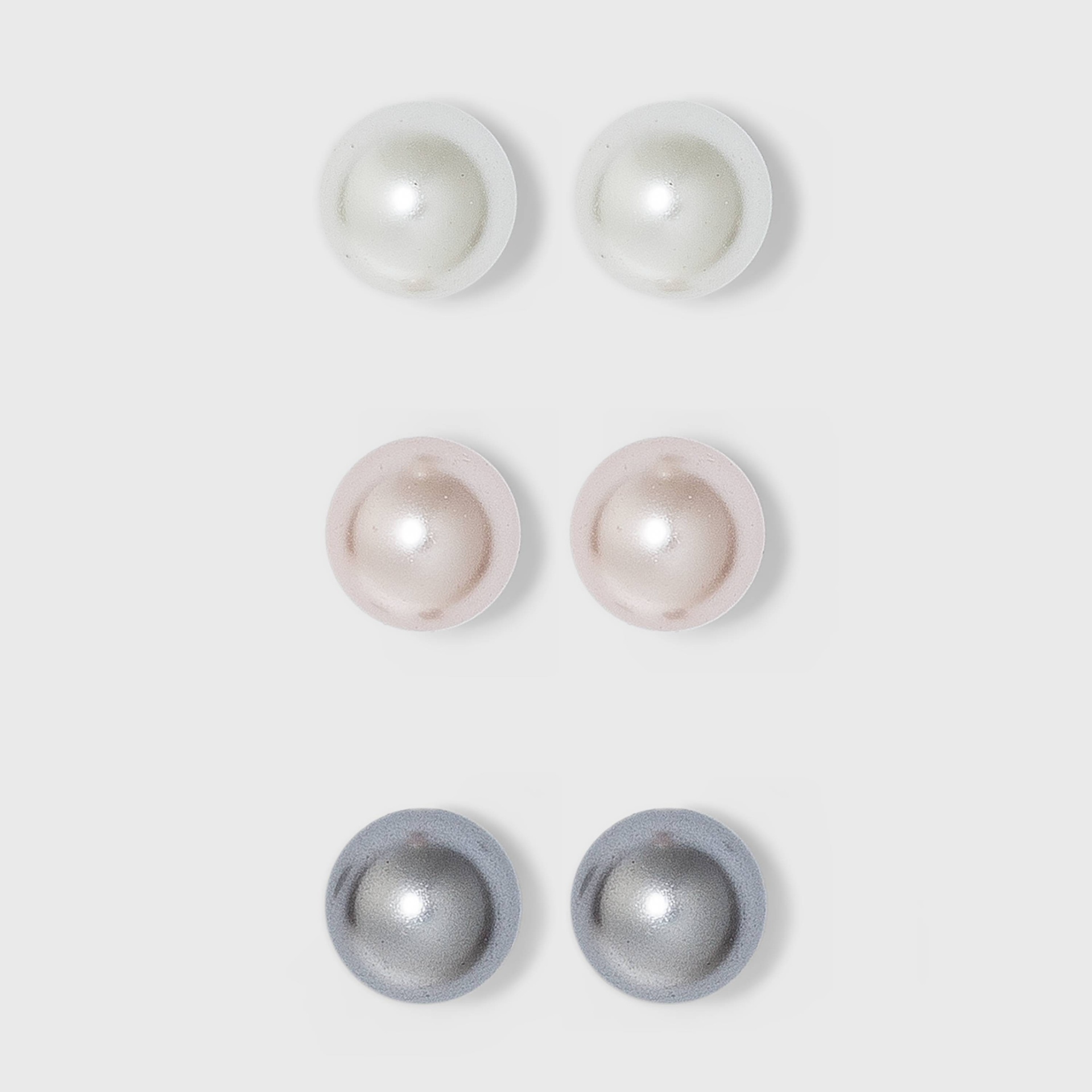 slide 1 of 2, Sterling Silver Tri Color Pearl Stud Earring Set 3pc - A New Day Silver, 3 ct