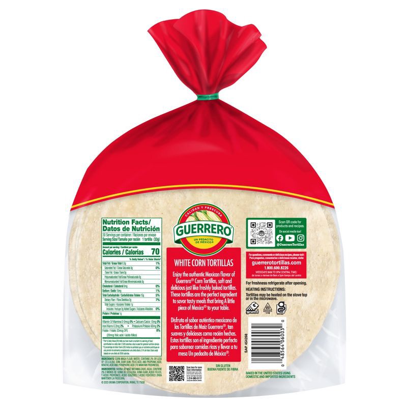 slide 2 of 4, Guerrero Gluten Free 6.5" King Size White Corn Tortillas - 35oz/30ct, 35 oz, 30 ct