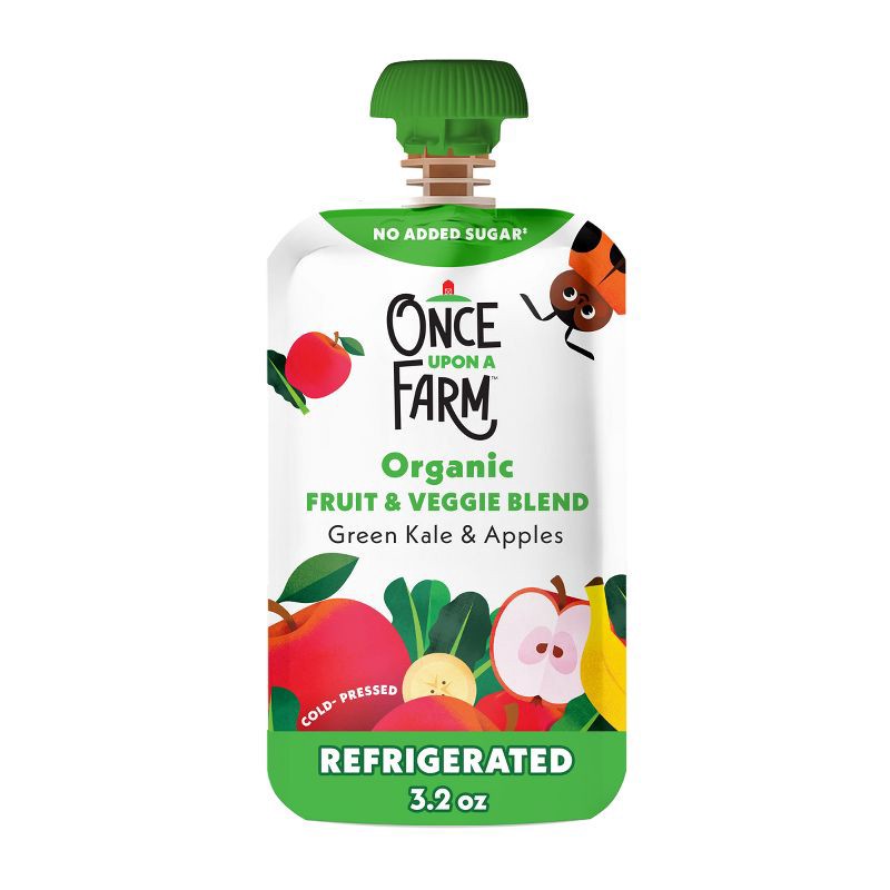 slide 10 of 12, Once Upon a Farm Green Kale & Apples Organic Kids' Snack - 4ct/3.2oz Pouches, 4 ct; 3.2 oz