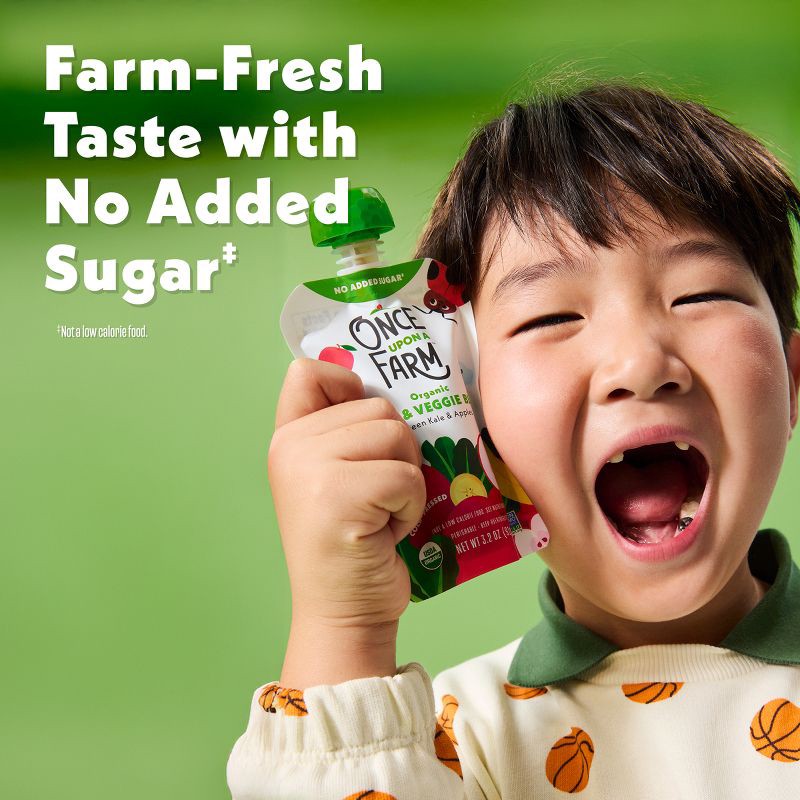slide 9 of 12, Once Upon a Farm Green Kale & Apples Organic Kids' Snack - 4ct/3.2oz Pouches, 4 ct; 3.2 oz