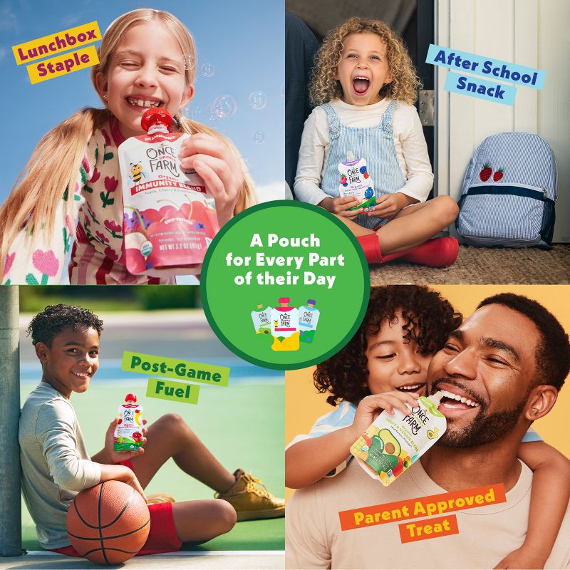 slide 5 of 12, Once Upon a Farm Green Kale & Apples Organic Kids' Snack - 4ct/3.2oz Pouches, 4 ct; 3.2 oz