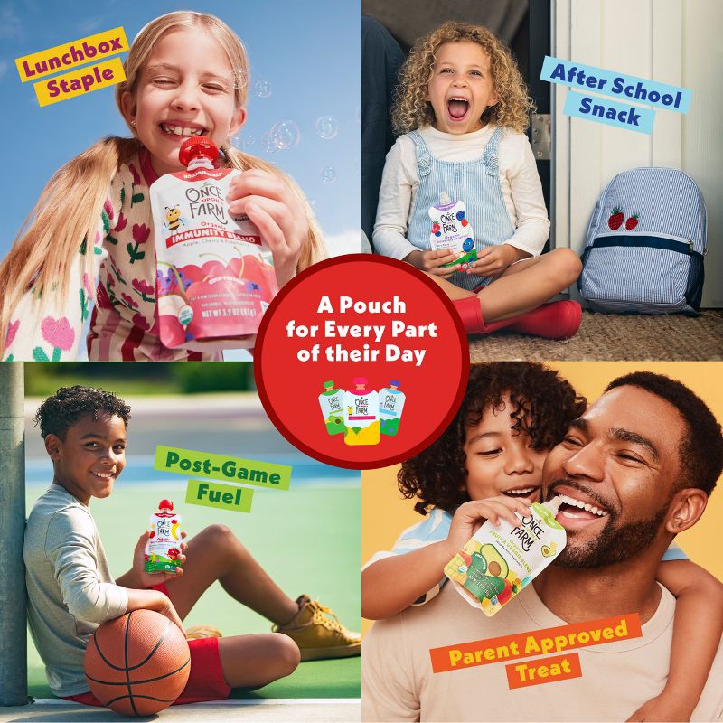 slide 8 of 11, Once Upon a Farm Strawberry Banana Swirl Organic Dairy-Free Kids' Smoothie - 4ct/4oz Pouches, 4 ct; 4 oz