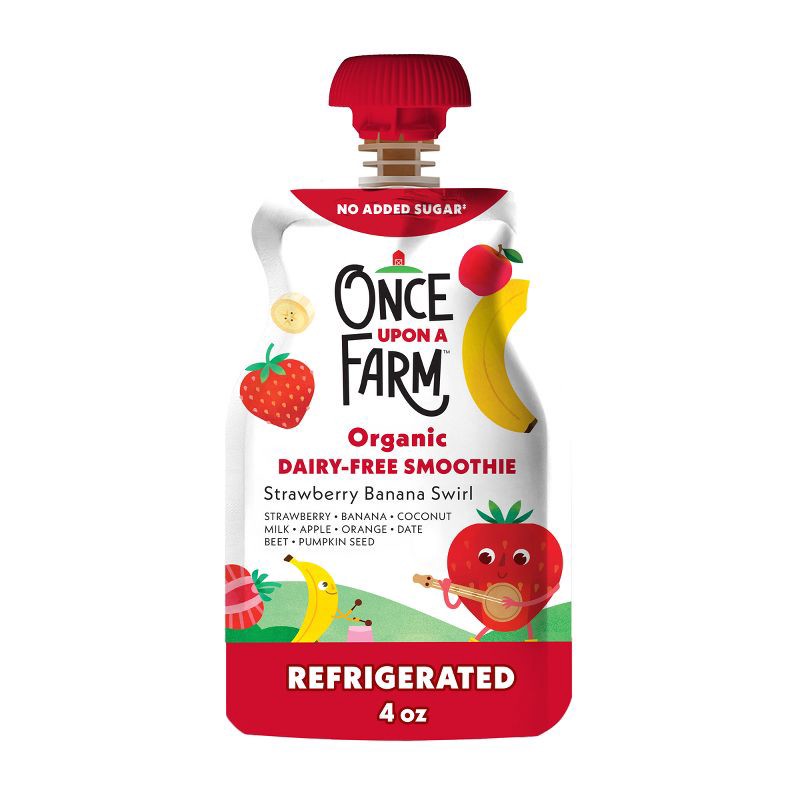 slide 11 of 11, Once Upon a Farm Strawberry Banana Swirl Organic Dairy-Free Kids' Smoothie - 4ct/4oz Pouches, 4 ct; 4 oz