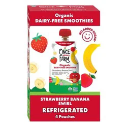 Once Upon a Farm Strawberry Banana Swirl Organic Dairy-Free Kids&#x27; Smoothie - 4ct/4oz Pouches
