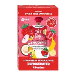 Once Upon a Farm Strawberry Banana Swirl Organic Dairy-Free Kids' Smoothie - 4ct/4oz Pouches