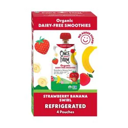 Once Upon a Farm Strawberry Banana Swirl Organic Dairy-Free Kids' Smoothie - 4ct/4oz Pouches