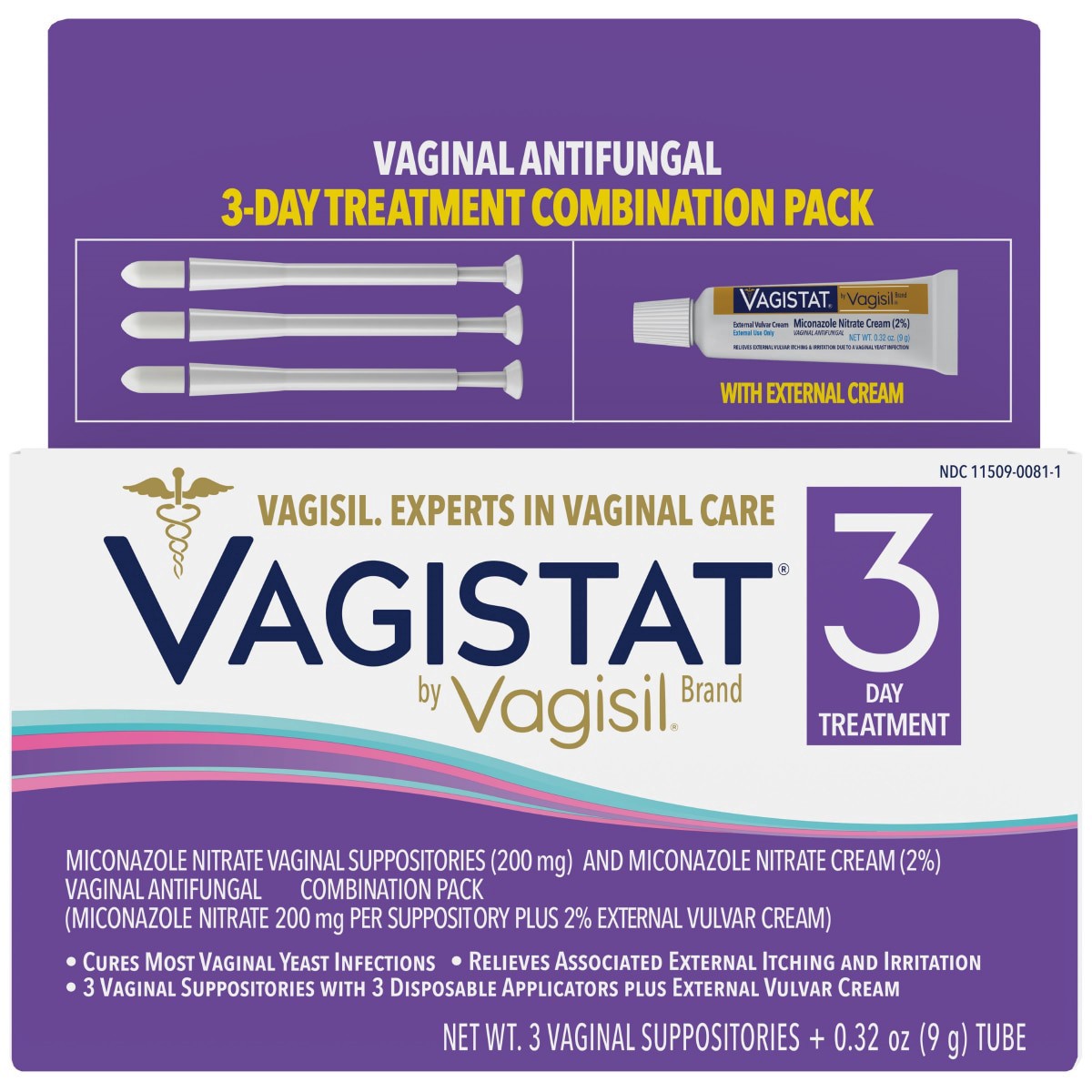 slide 1 of 25, Vagisil Vagistat 3 Day Yeast Infection Treatment, 3 ct