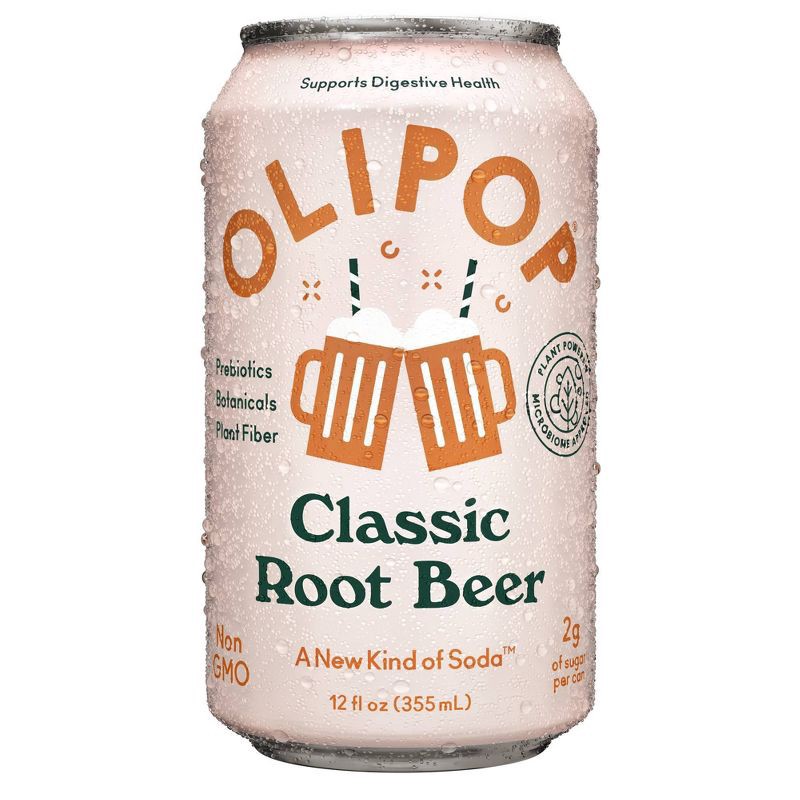 slide 1 of 7, OLIPOP Classic Root Beer Prebiotic Soda - 12 fl oz Can, 12 fl oz