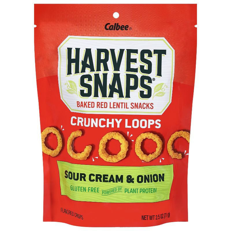 slide 7 of 9, Harvest Snaps Crunchy Loops Sour Cream & Onion Baked Red Lentil Snacks - 2.5oz, 2.5 oz