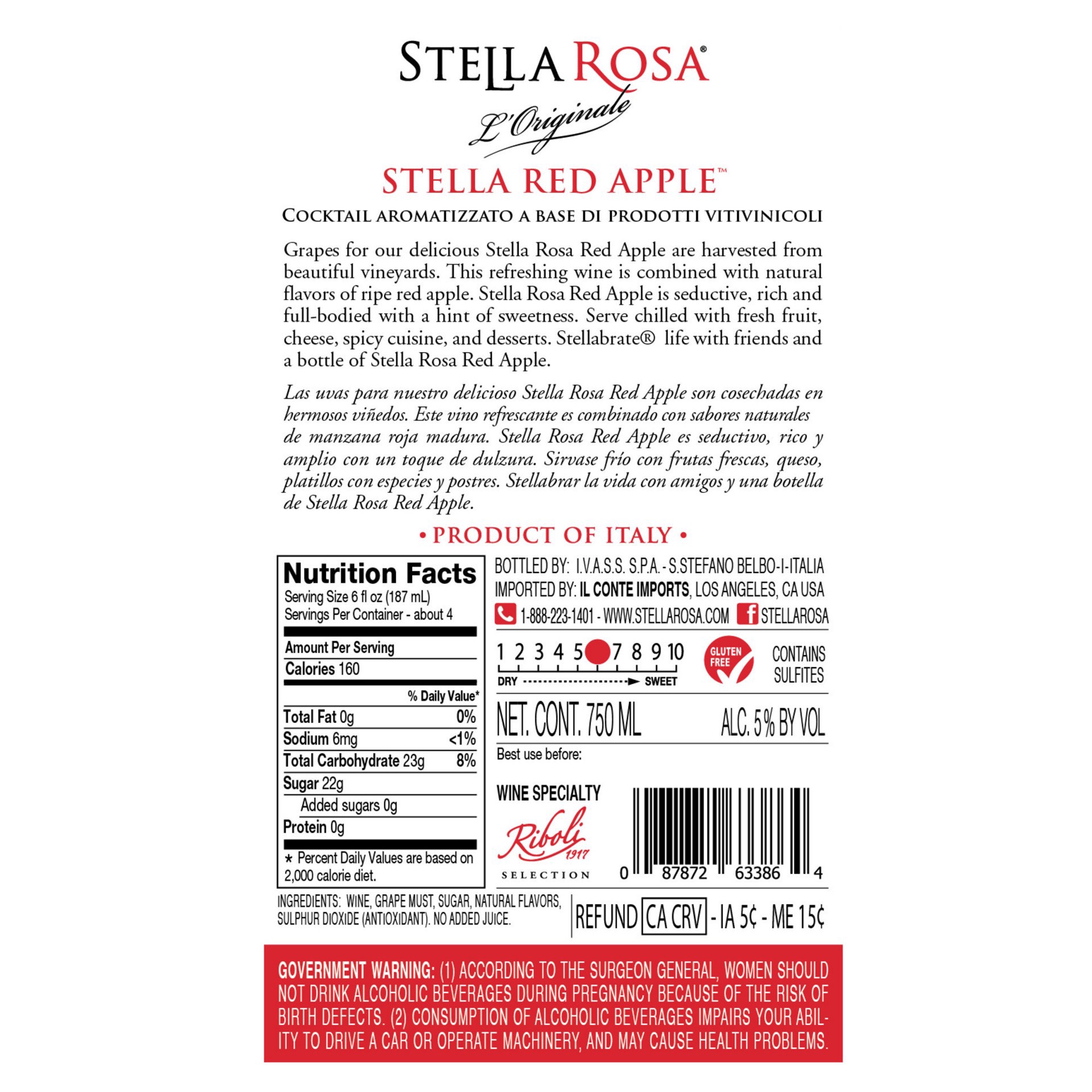 slide 6 of 9, Stella Rosa Red Apple Semi-Sweet White Wine 750 ml, 750 ml