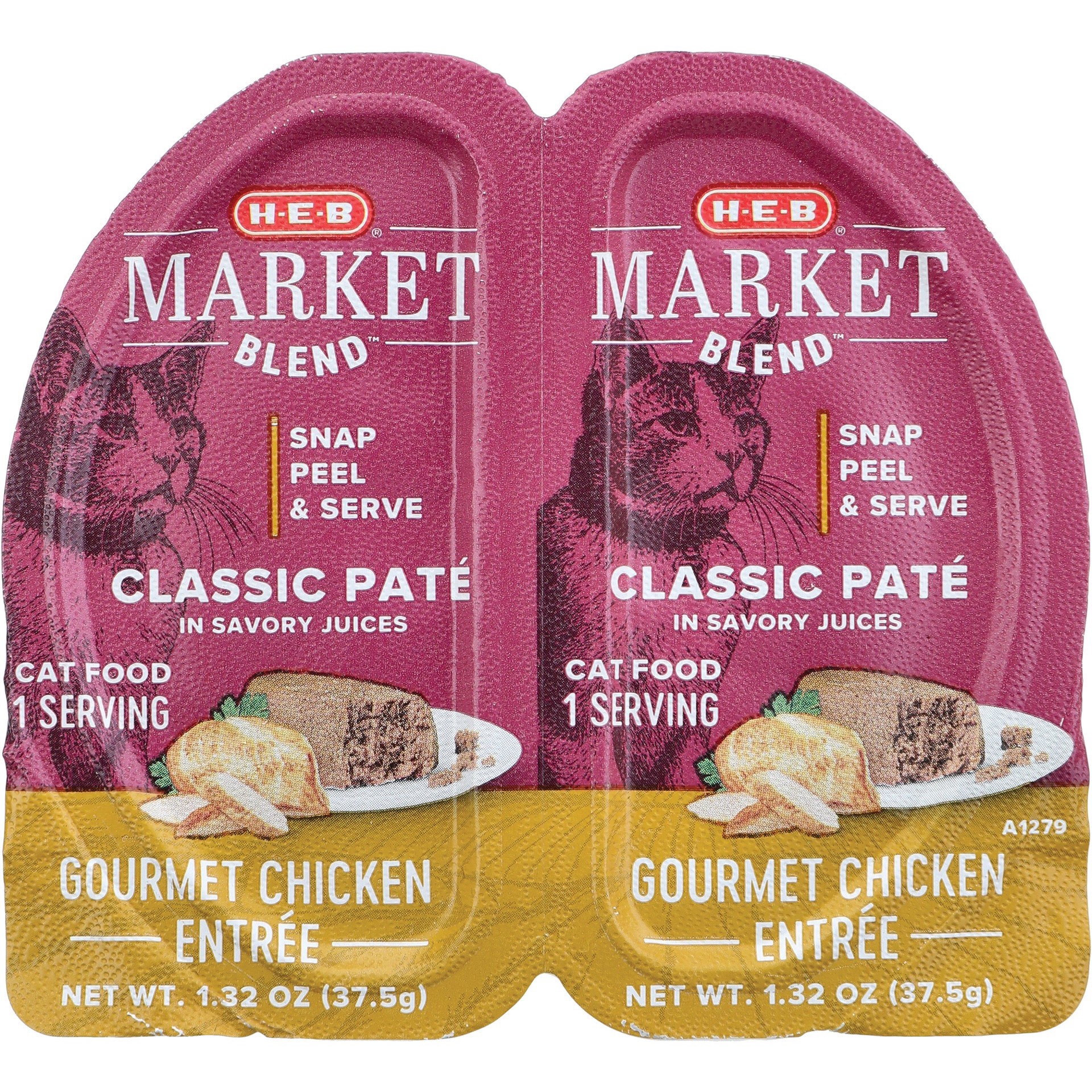 slide 1 of 1, H-E-B Market Blend Split Cups Pate Wet Cat Food - Gourmet Chicken Entree, 2 ct