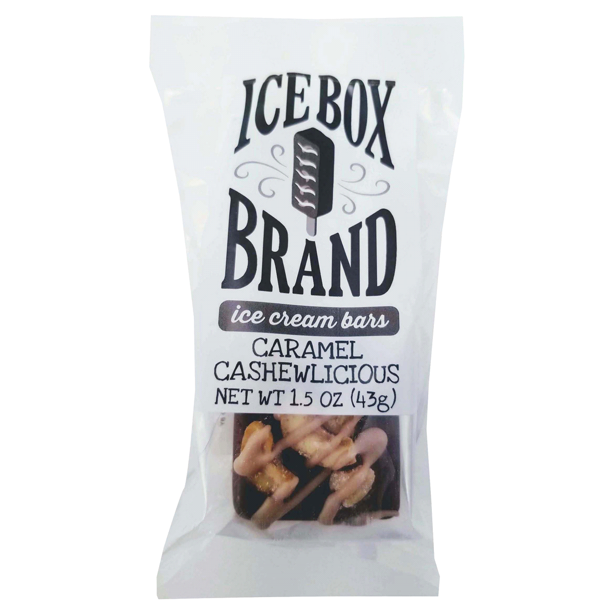 slide 1 of 5, Ice Box Brand Morinco Caramel Cashewlicious Mini Size, 1.4 oz
