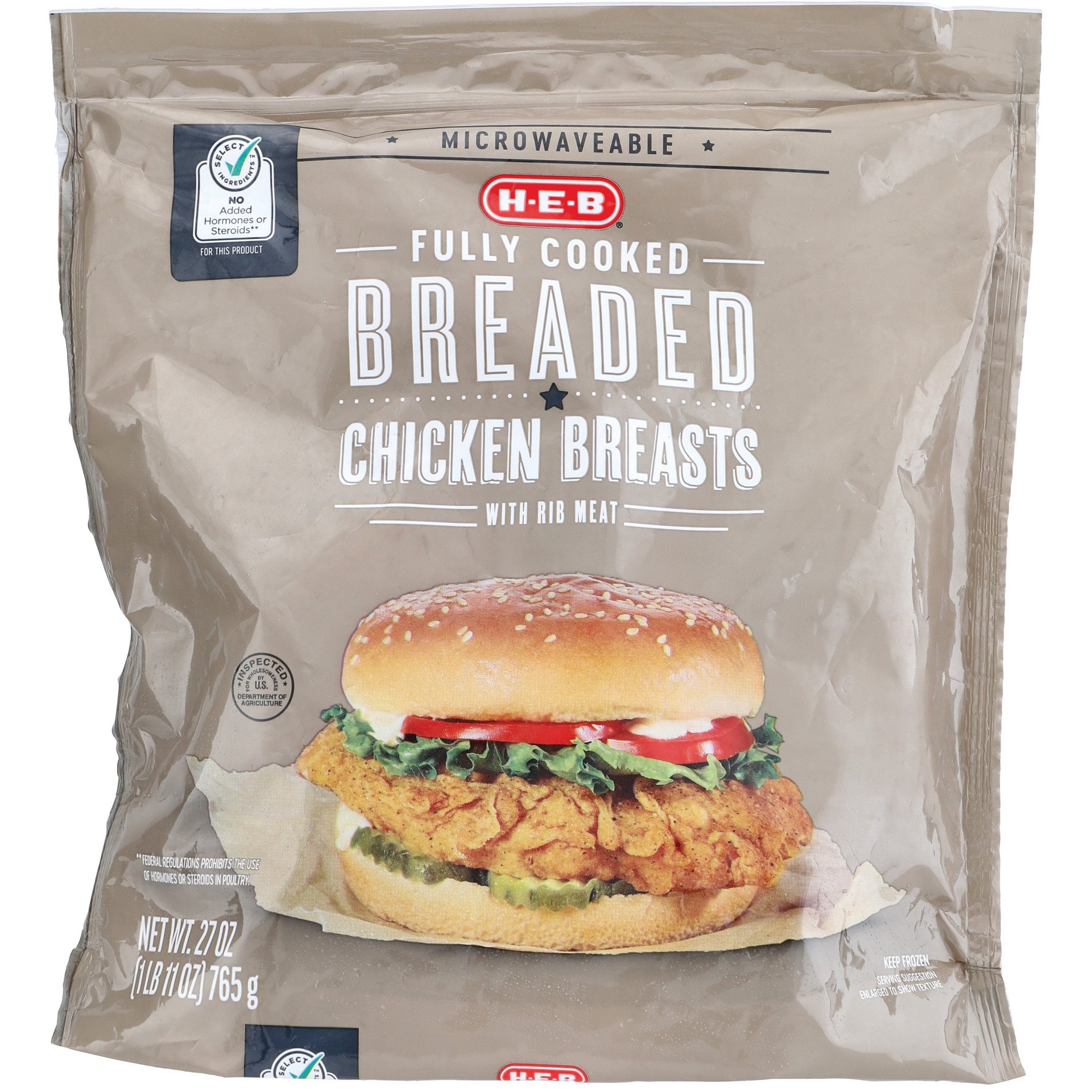 slide 1 of 1, H-E-B Fully Cooked Breaded Chicken Breasts, 27 oz