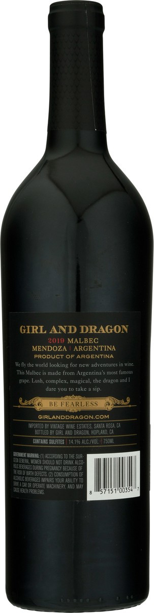 slide 10 of 10, Girl and Dragon Mendoza Argentina Malbec 750 ml, 750 ml