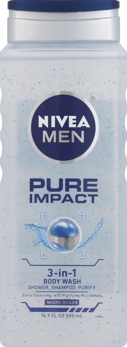 slide 2 of 3, Nivea Men 3-In-1 Body Wash Pure Impact, 16.9 fl oz