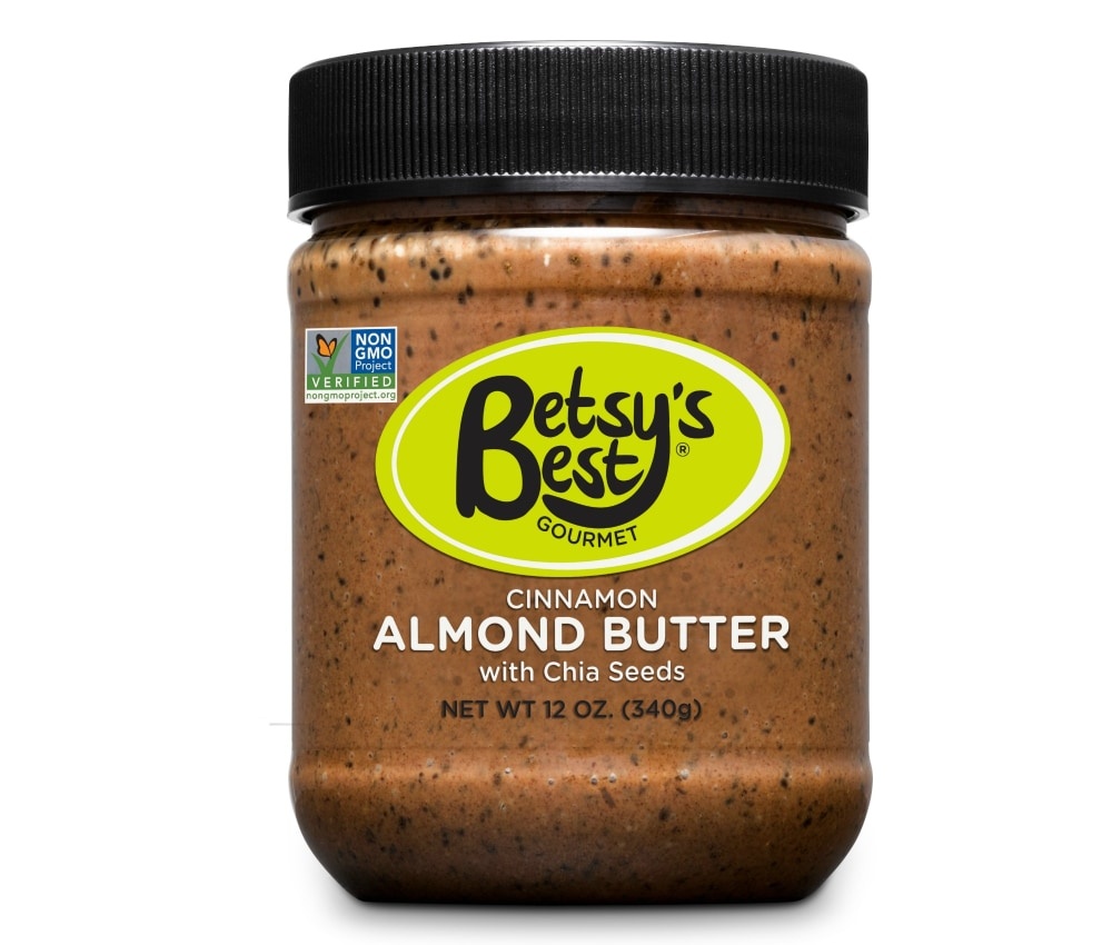 slide 1 of 1, Betsy's Best Gourmet Almond Butter With Cinnamon & Chia Seeds, 12 oz