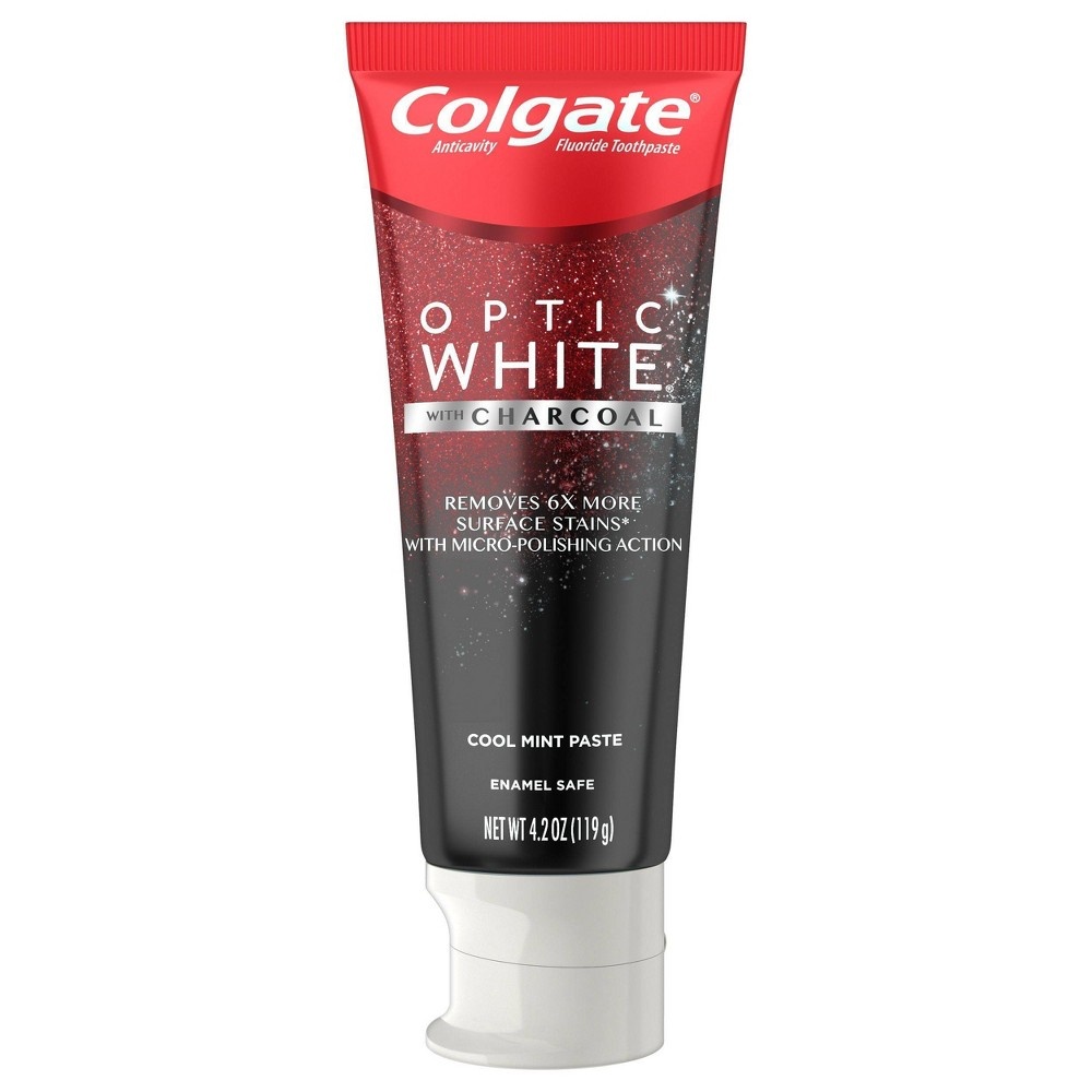 slide 2 of 5, Colgate Optic White with Charcoal Whitening Toothpaste - Cool Mint Paste, 4.2 oz, 2 ct