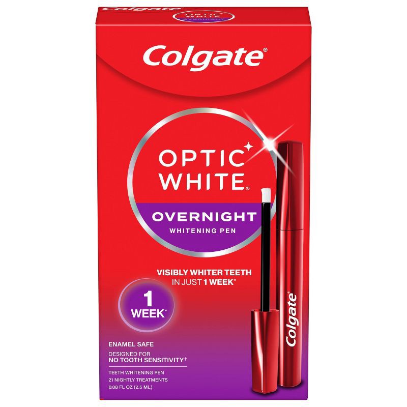 slide 2 of 11, Colgate Optic White Overnight Teeth Whitening Pen Gel - 0.08 fl oz/21 Treatments, 0.08 fl oz