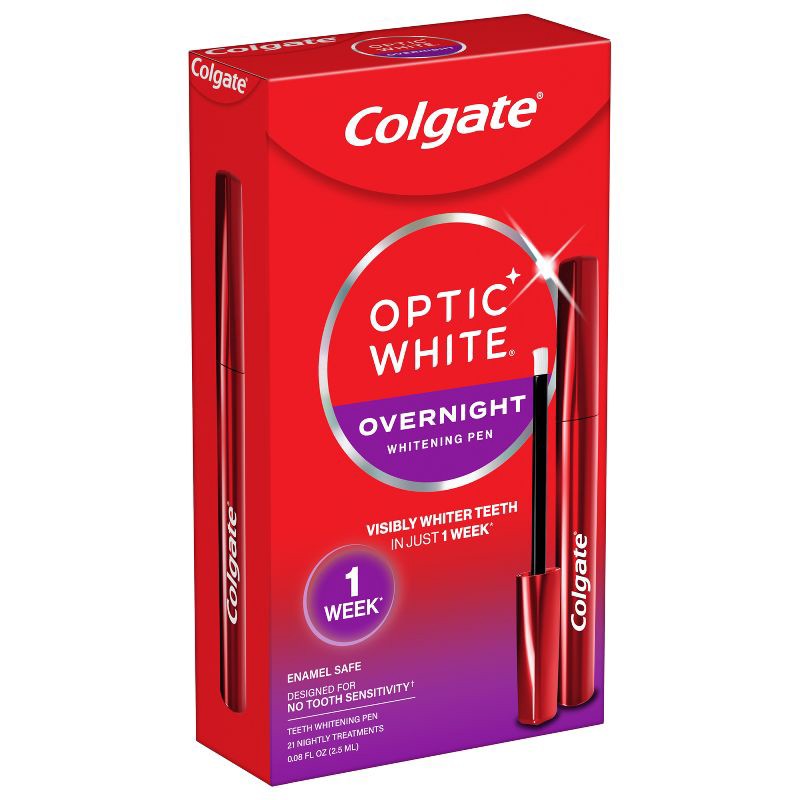 slide 11 of 11, Colgate Optic White Overnight Teeth Whitening Pen Gel - 0.08 fl oz/21 Treatments, 0.08 fl oz