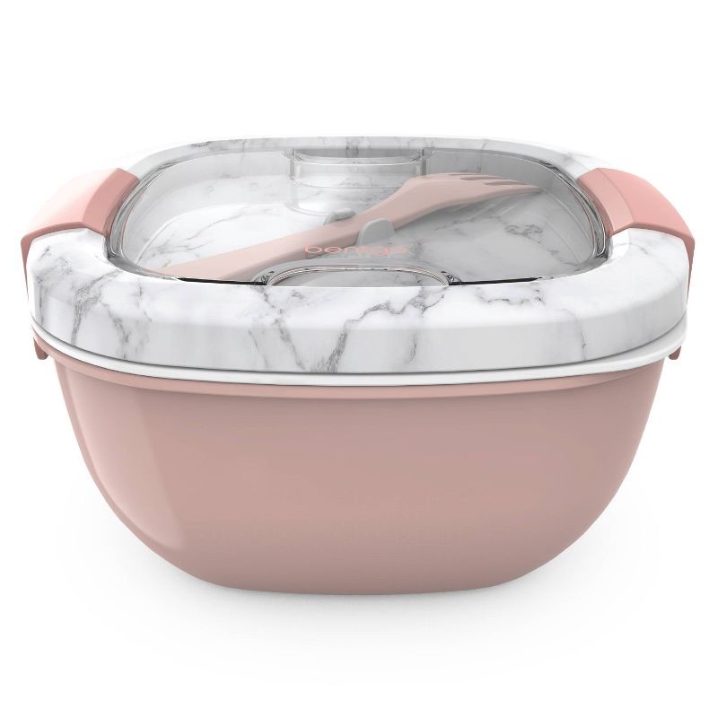 Bentgo Salad Stackable Lunch Container with Large 54oz Bowl, 4-Compartment  Tray & Built-In Fork - Blush Marble 1 ct