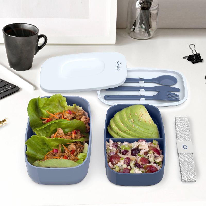 slide 5 of 8, Bentgo Classic All-in-One Stackable Lunch Box Container with Built in Flatware - Slate, 1 ct