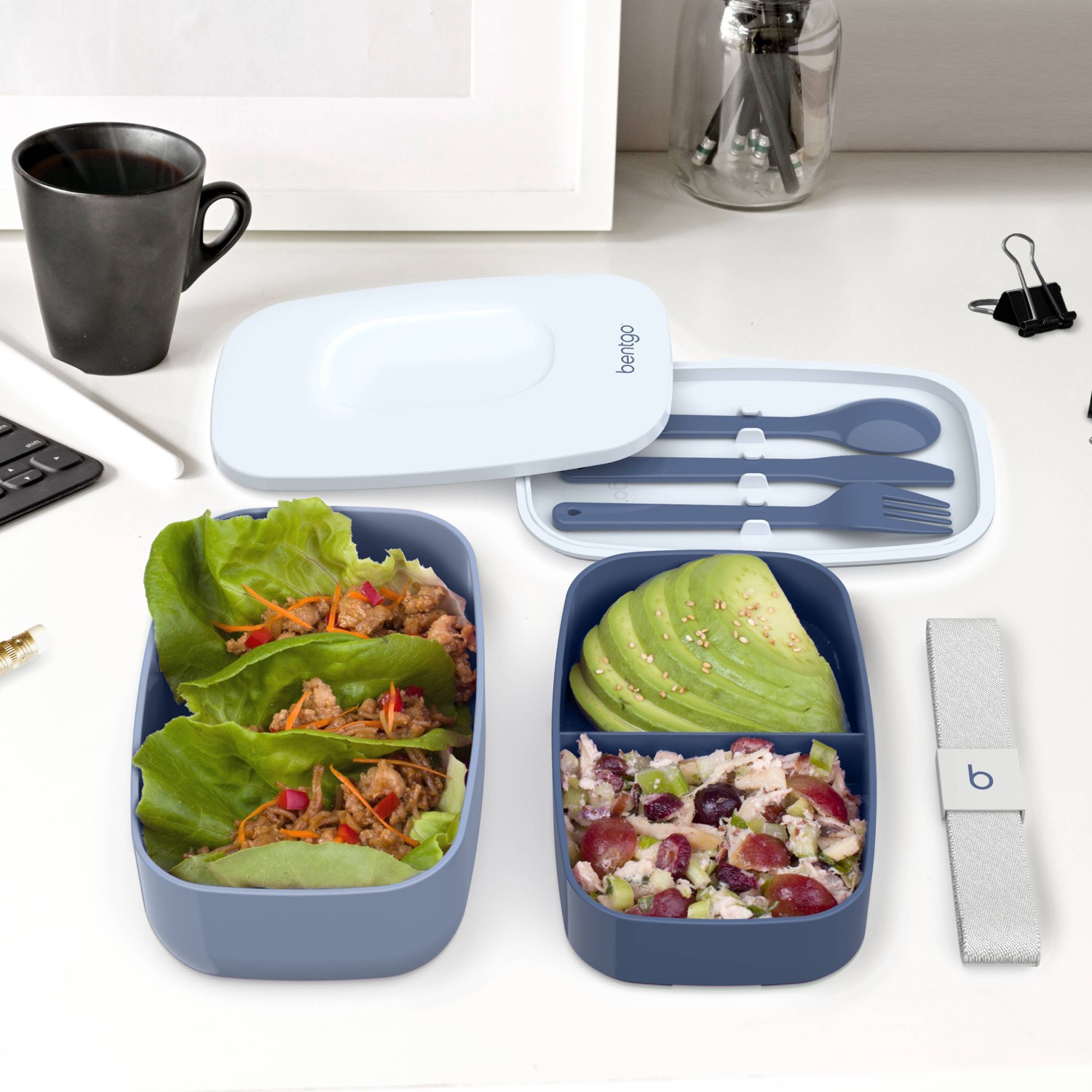 Bentgo Classic All-in-One Stackable Lunch Box Container With Built In ...