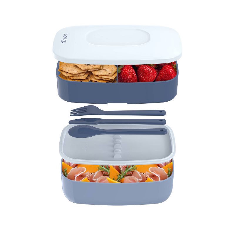 slide 6 of 8, Bentgo Classic All-in-One Stackable Lunch Box Container with Built in Flatware - Slate, 1 ct