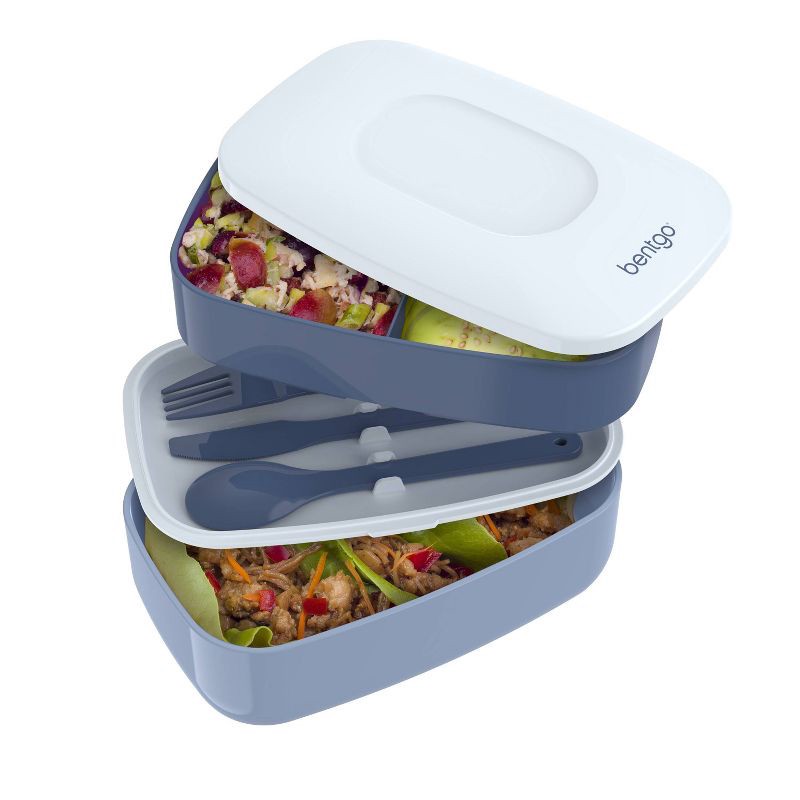 slide 1 of 8, Bentgo Classic All-in-One Stackable Lunch Box Container with Built in Flatware - Slate, 1 ct