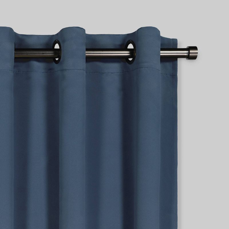 slide 2 of 7, 2pk 37"x63" Eclipse Blackout Shadow Window Curtain Panels Blue, 2 ct
