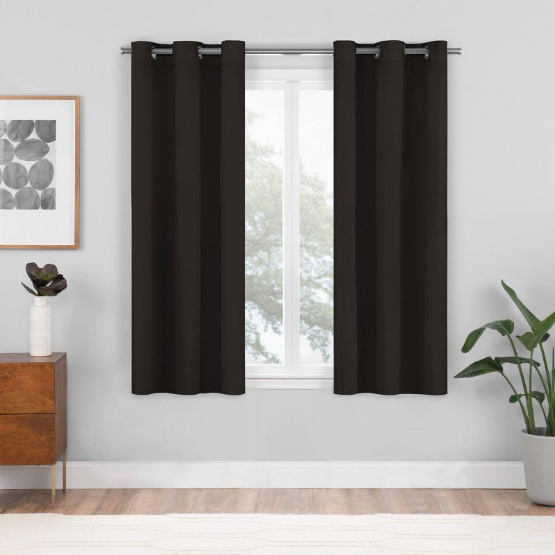 slide 3 of 8, 2pk 37"x63" Eclipse Blackout Shadow Curtain Panels Black, 2 ct