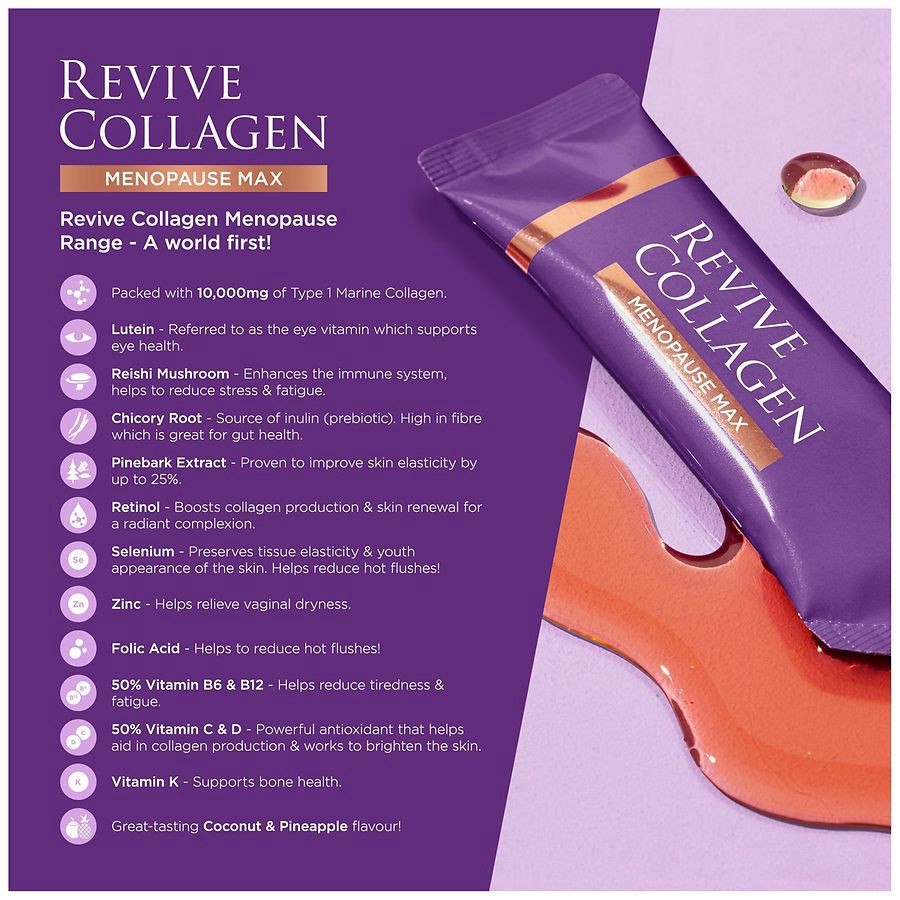 slide 5 of 5, Revive Collagen Menopause Max Premium Liquid Marine Collagen Supplement 14 ea, 14 ct