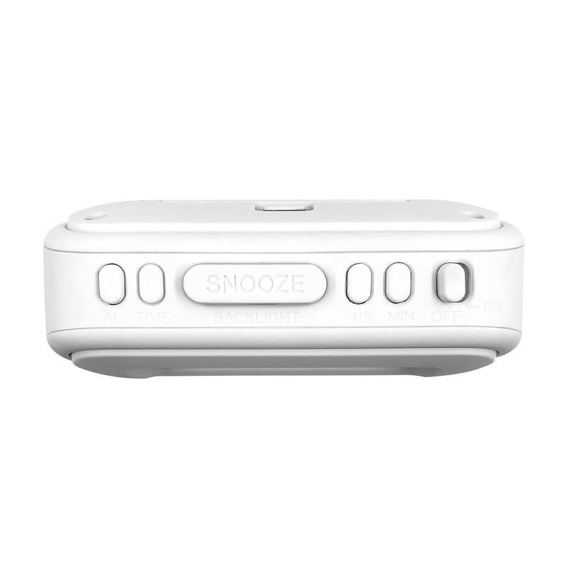 slide 3 of 3, 1" LCD with Top Control Clock White - Sharp: Portable, Bedroom-Ready, Digital Display, Snooze Function, 1 ct