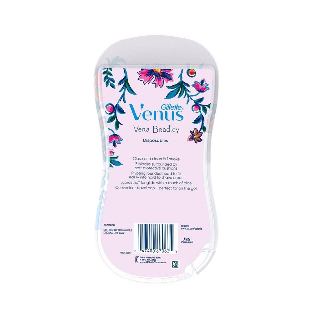 slide 5 of 5, Vera Bradley + Venus Floral Pink Women's Disposable Razors, 3 ct